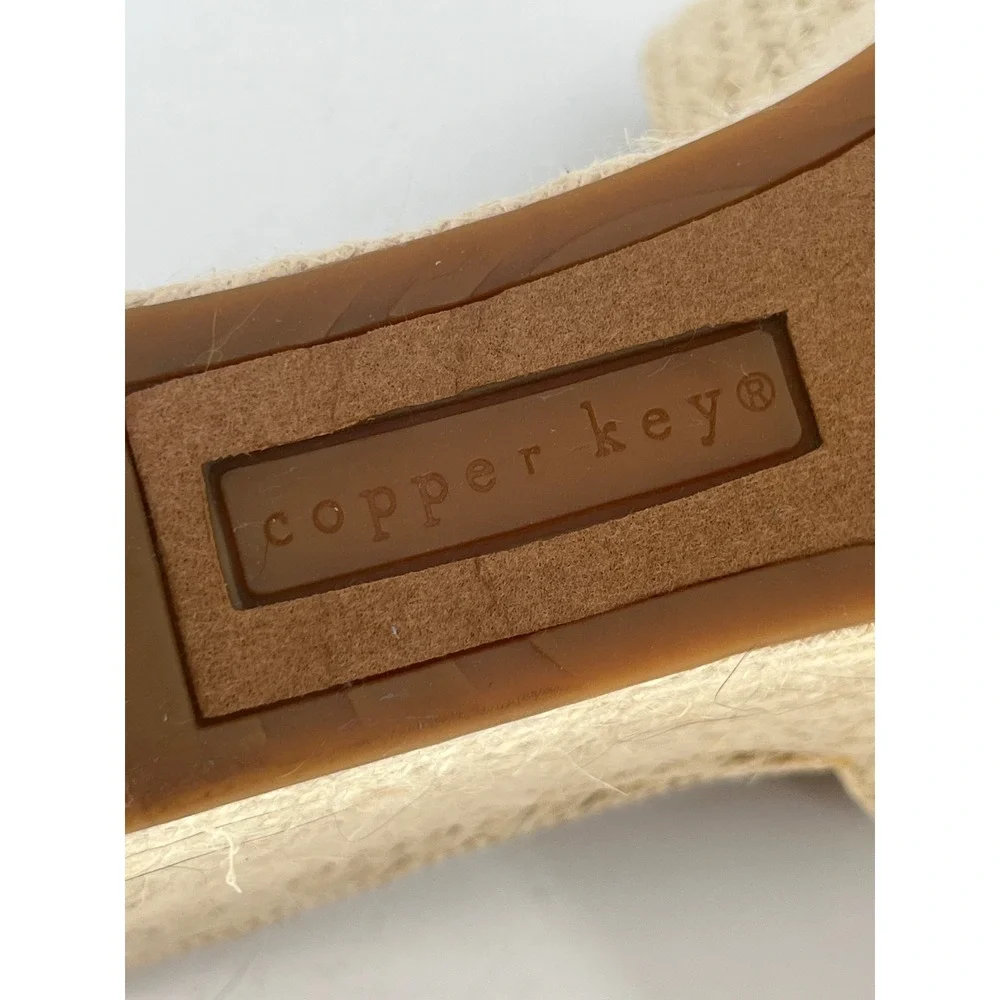 Copper Key Woven Espadrille Wedge Platform Slide Sandals Women 8 Cream Hamptons‎